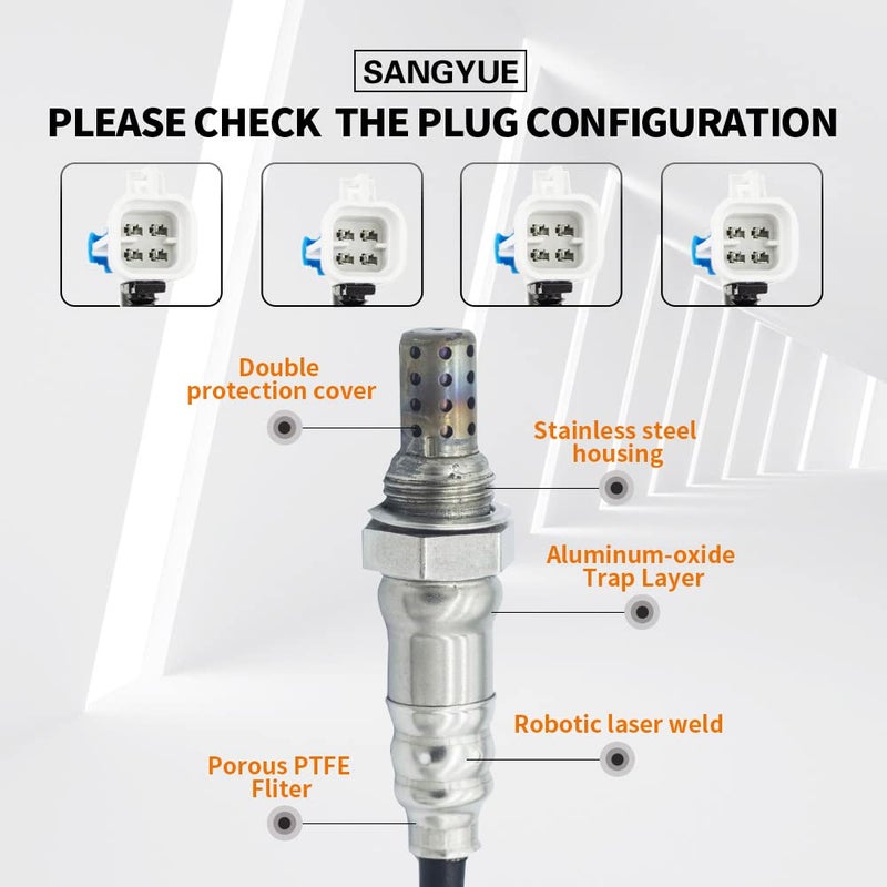 Sangyue 4X Oxygen Sensor for 2003 2004 2005 Chevrolet Chevy Suburban 1500 Silverado 1500 Escalade Tahoe Sierra 1500 Yukon XL 1500 5.3L Upstream + Downstream - Image 4